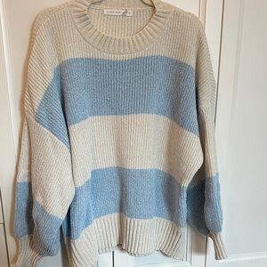 Altar’d State Baby Blue & Ivory Oversized Chenille Sweater - Size Small
